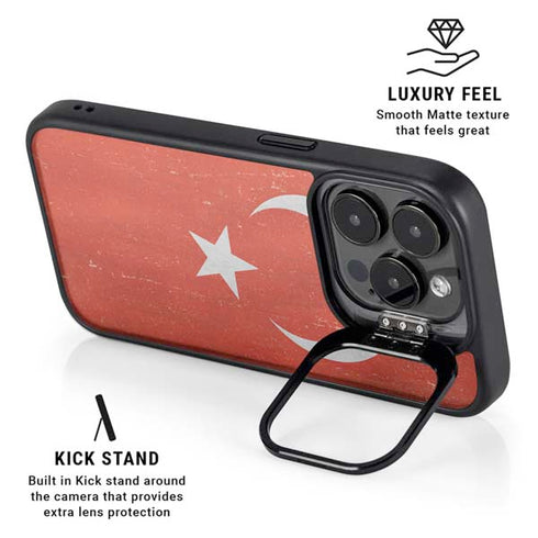 Turkish Flag Distressed iPhone 16 Pro Kickstand Case